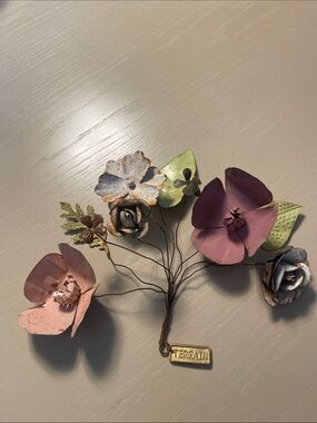 Terrain Pink & Green Metal Floral Wall Accent